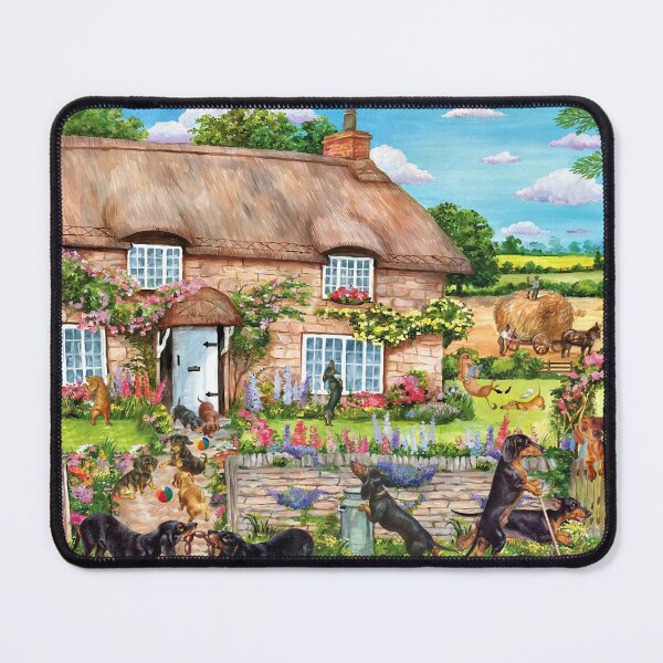 Item preview, The Floral House Of Cute Dachshunds - Dachshunds In The Village designed and sold by Clitus.