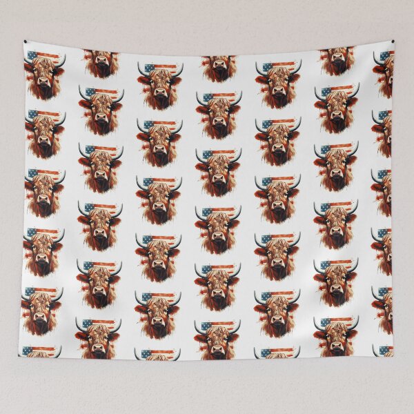 Item preview, Scottish Highland Cow With American Flag designed and sold by TheAnimalZ00.