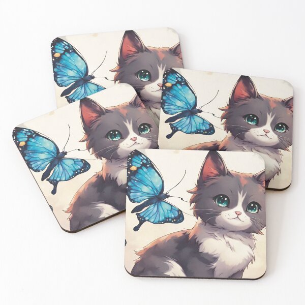 Artikelvorschau, Katze und Schmetterling entworfen und verkauft von Mystic Cipher.