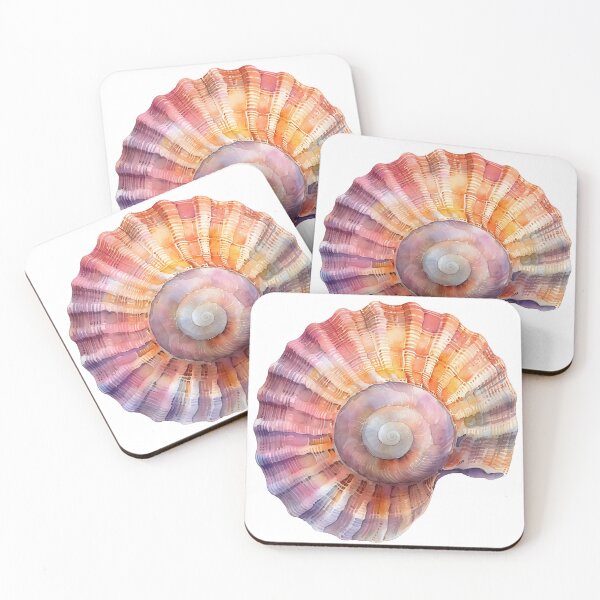 Item preview, Pastel watercolor seashell print designed and sold by dcrc.