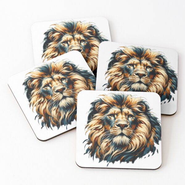 Item preview, Majestic lion head in expressive gouache brush stroke technique on a black background. designed and sold by NexusSales.