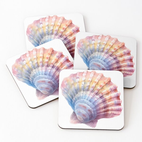 Item preview, Pastel watercolor seashell print designed and sold by dcrc.