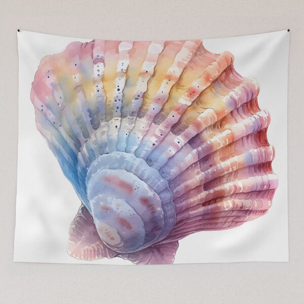 Item preview, Pastel watercolor seashell print designed and sold by dcrc.