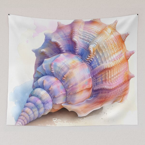 Item preview, pastel watercolor seashell print designed and sold by dcrc.