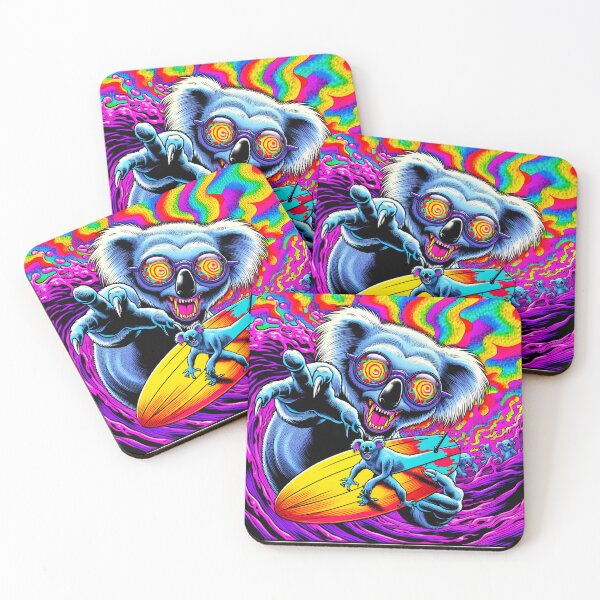 Item preview, Trippy Psychedelic Surf Koala Hanging Ten designed and sold by AIPixelMaster.