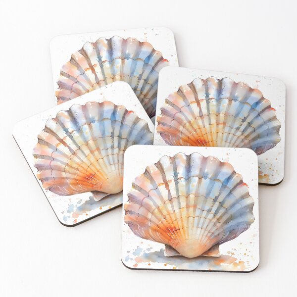 Item preview, pastel watercolor seashell print designed and sold by dcrc.