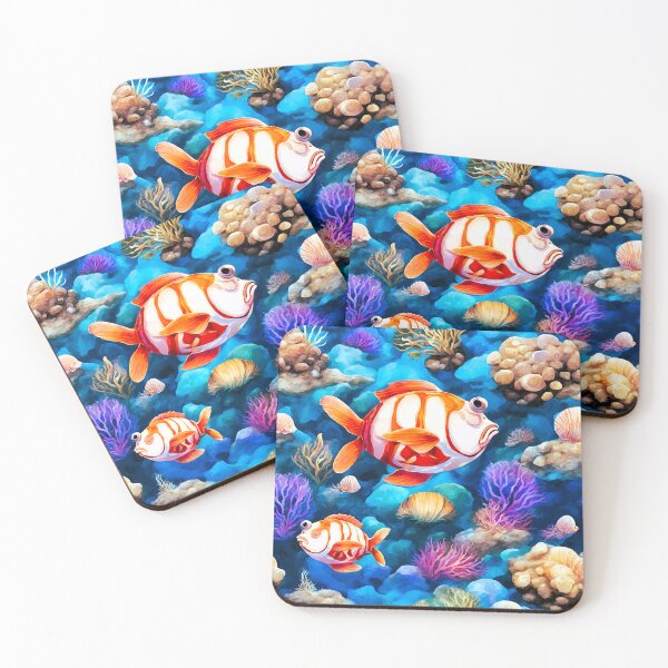 Item preview, Seabed, shells, rocks, white orange fish BD designed and sold by janjacbu.
