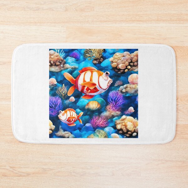 Item preview, Seabed, shells, rocks, white orange fish BD designed and sold by janjacbu.