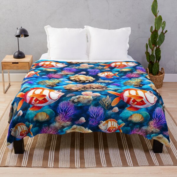 Item preview, Seabed, shells, rocks, white orange fish BD designed and sold by janjacbu.