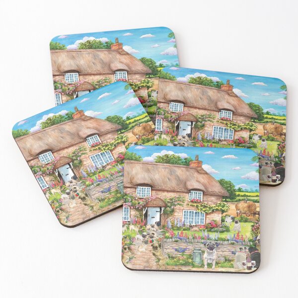 Item preview, The Floral House Of Cute Pugs - Pugs In The Village designed and sold by Clitus.