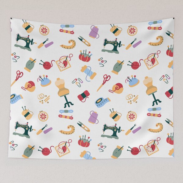 Item preview, Funny Quilt Sewing Lover Sewing Machine craft Embroidery Cute Scissors Pattern designed and sold by darunwan.