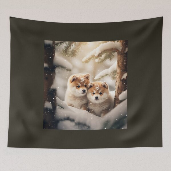 Item preview, Akita Puppies Playing in the Snow (Design 2) designed and sold by Samuelsboro.