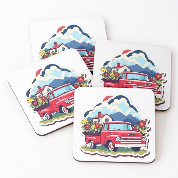 Item preview, Classic red Truck flower farm designed and sold by Cardsurveyors.