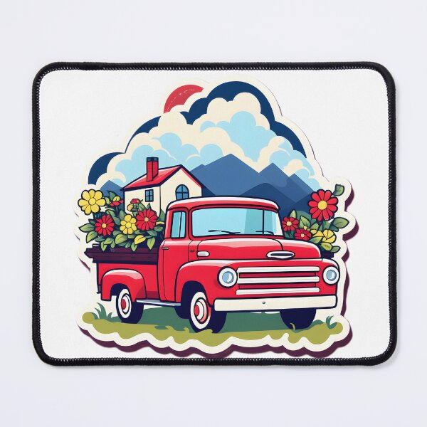 Item preview, Classic red Truck flower farm designed and sold by Cardsurveyors.