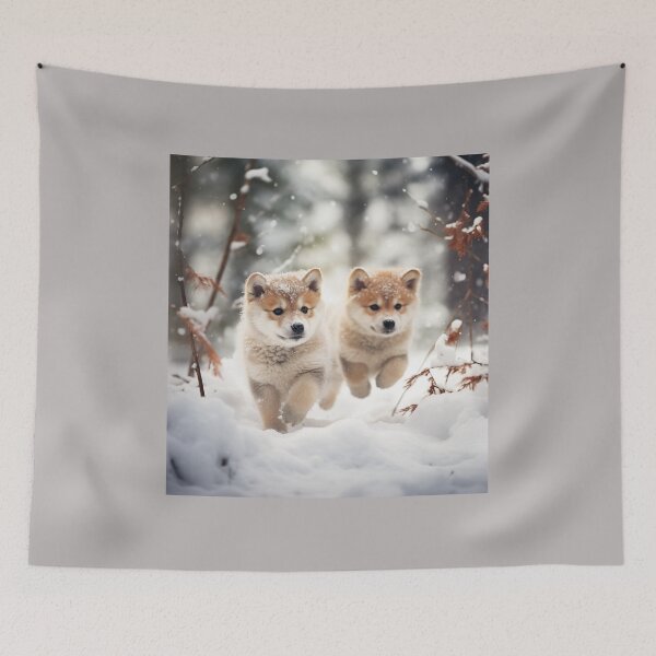Item preview, Akita Puppies Playing in the Snow (Design 3) designed and sold by Samuelsboro.