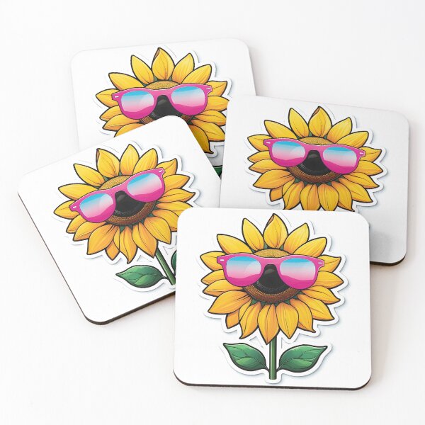 Item preview, sunflower wearing pink sunglasses designed and sold by Cardsurveyors.
