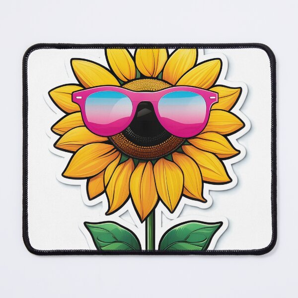 Item preview, sunflower wearing pink sunglasses designed and sold by Cardsurveyors.