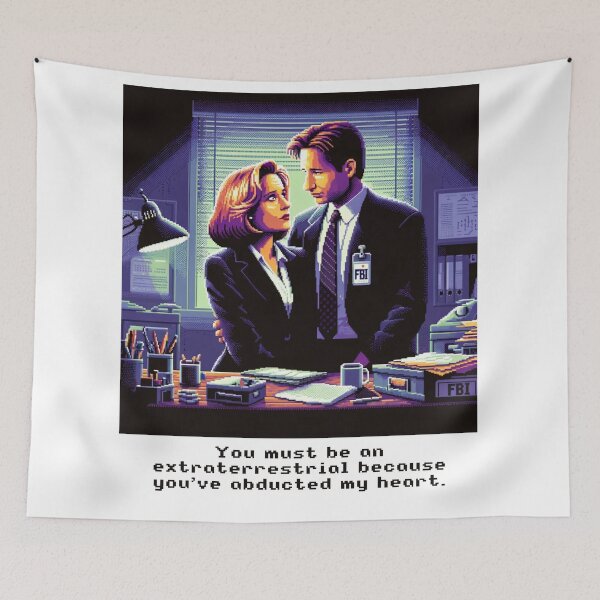 Item preview, X-Files Mulder and Scully Funny Valentine’s Day Pixel Art designed and sold by fabinthelab.