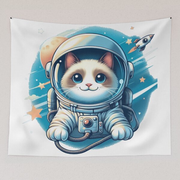 Item preview, "Happy Siamese Cat Astronaut: Cosmic Adventure" designed and sold by Pearlsiwa.