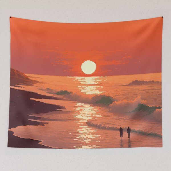Item preview, Peaceful California Beach Sunset Retro Pixel Art designed and sold by LVTFCOarts.