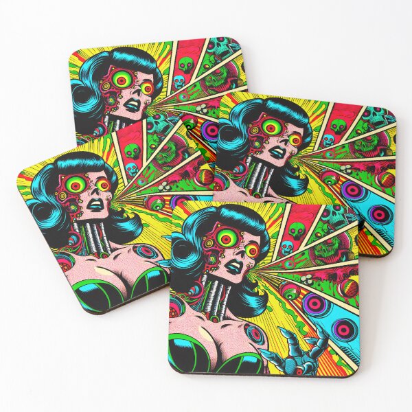 Item preview, Trippy Psychedelic Alien Assassin Robobabe designed and sold by AIPixelMaster.