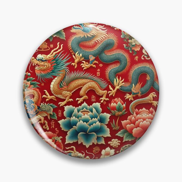 Item preview, Asian-Inspired Print with Dragons and Flowers designed and sold by PinUpPizzazz.