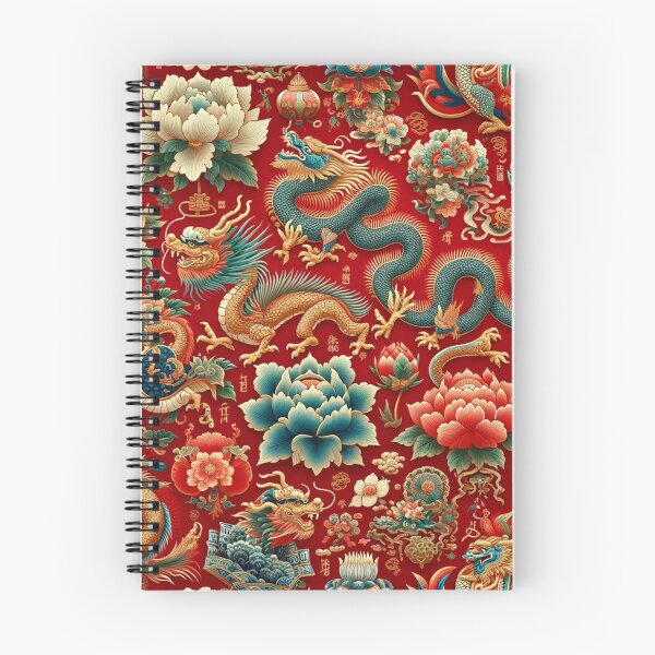 Item preview, Asian-Inspired Print with Dragons and Flowers designed and sold by PinUpPizzazz.