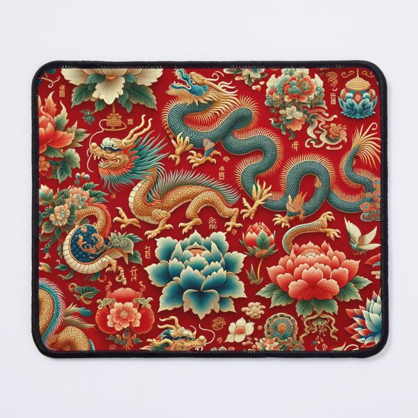 Item preview, Asian-Inspired Print with Dragons and Flowers designed and sold by PinUpPizzazz.
