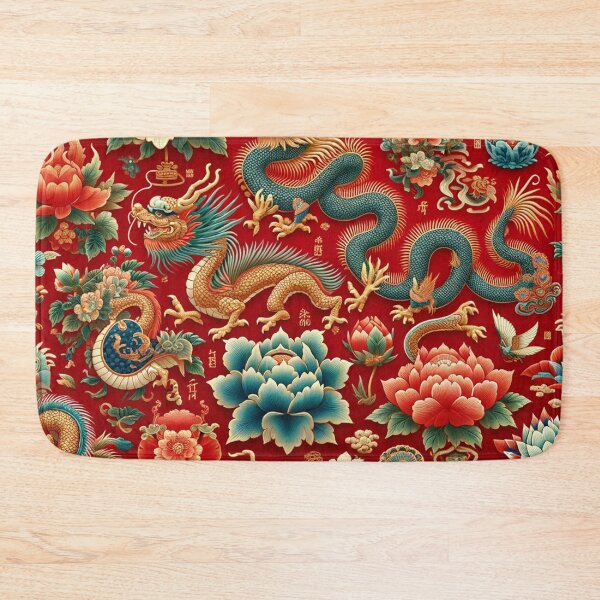 Item preview, Asian-Inspired Print with Dragons and Flowers designed and sold by PinUpPizzazz.