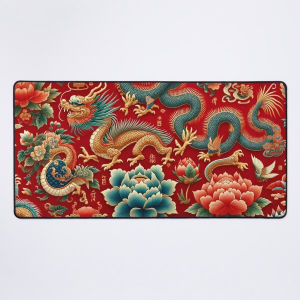 Item preview, Asian-Inspired Print with Dragons and Flowers designed and sold by PinUpPizzazz.