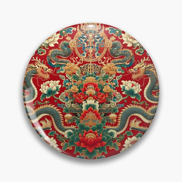 Item preview, Asian-Inspired Print with Dragons and Flowers designed and sold by PinUpPizzazz.