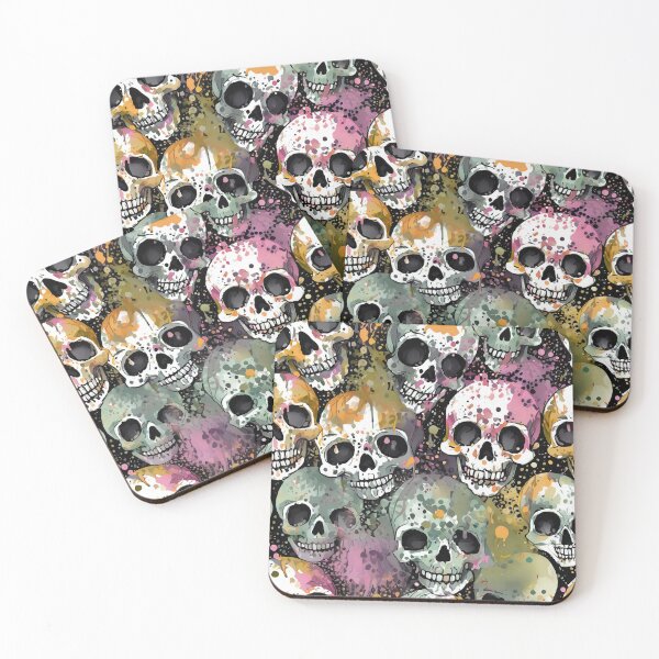 Item preview, Paint Splattered Group Skulls Pattern designed and sold by ossiagraphics.
