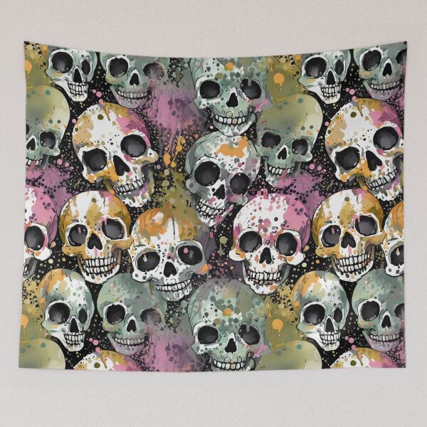 Item preview, Paint Splattered Group Skulls Pattern designed and sold by ossiagraphics.
