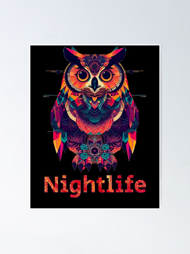 Imagen 1 de 3, Póster con la obra Nightlife Owl, diseñada y vendida por Psyberspace.