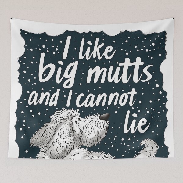 Item preview, I Like Big Mutts And I Cannot Lie Winter Christmas Illustration designed and sold by PrintShangri-La.