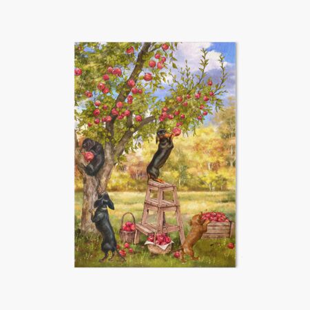 Item preview, Dachshunds Picking Apples In The Garden designed and sold by Clitus.