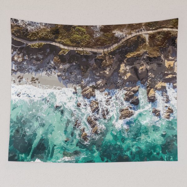 Item preview, Blue Green Ocean Waves And Rocky Beach designed and sold by Vector Scout Lab.