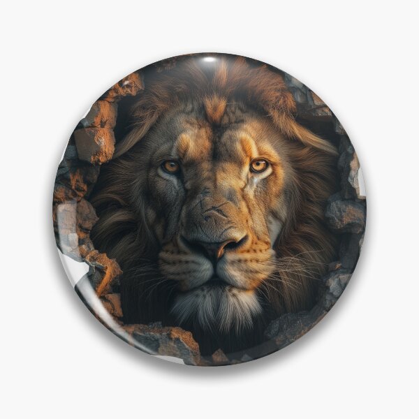 Item preview, Lion breaking through the wall, wall mural, 3D image, lion looking forward, transparent background designed and sold by Witoon077.