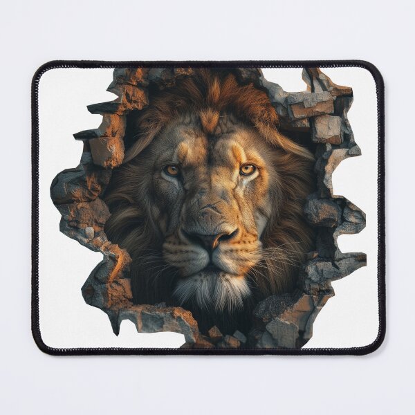 Item preview, Lion breaking through the wall, wall mural, 3D image, lion looking forward, transparent background designed and sold by Witoon077.