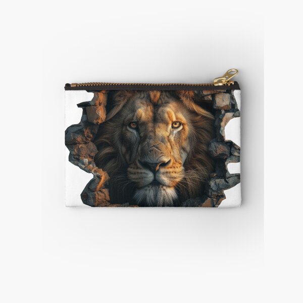Item preview, Lion breaking through the wall, wall mural, 3D image, lion looking forward, transparent background designed and sold by Witoon077.