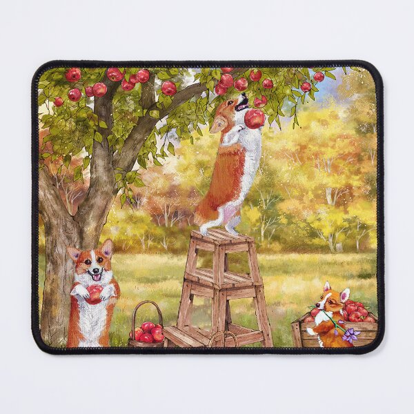 Artikelvorschau, Corgis pflücken Äpfel im Garten entworfen und verkauft von Clitus.
