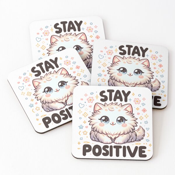 Item preview, Stay positive kitten designed and sold by MumMadeDesigns.