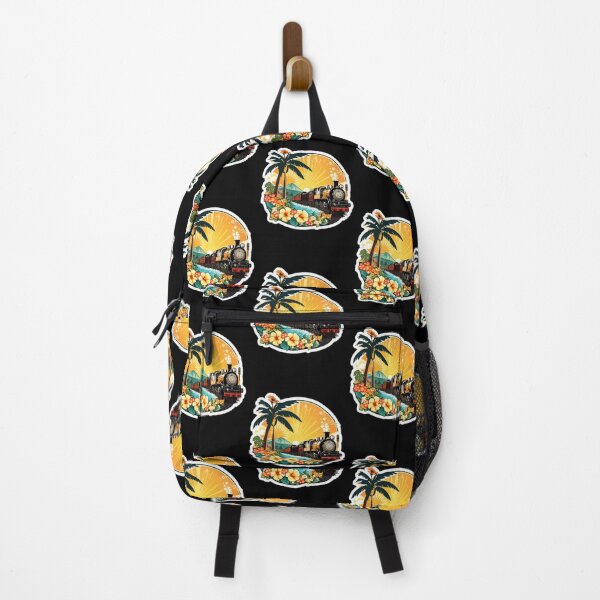 Item preview, Retro Vintage Locomotive with Waves and Hawaiian Palm Trees designed and sold by NautiChic.