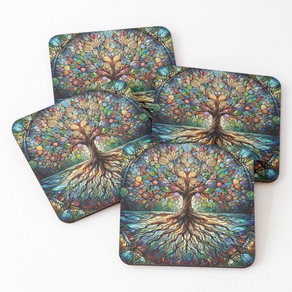 Item preview, The Tree of Life in Stain Glass style designed and sold by TheScruffyGoose.