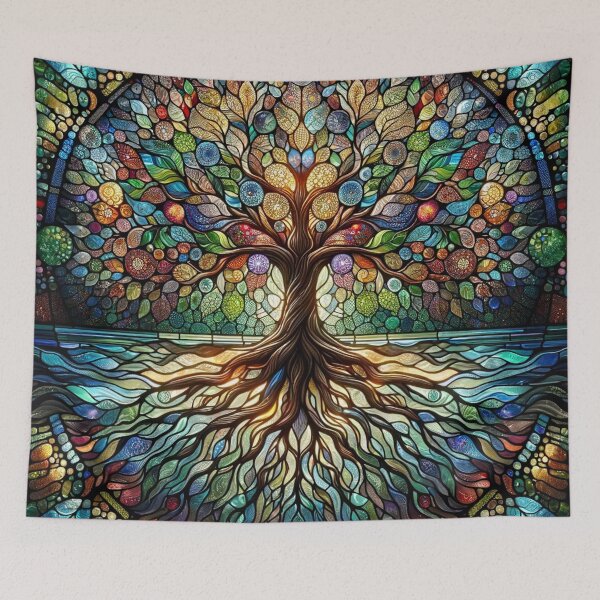 Item preview, The Tree of Life in Stain Glass style designed and sold by TheScruffyGoose.