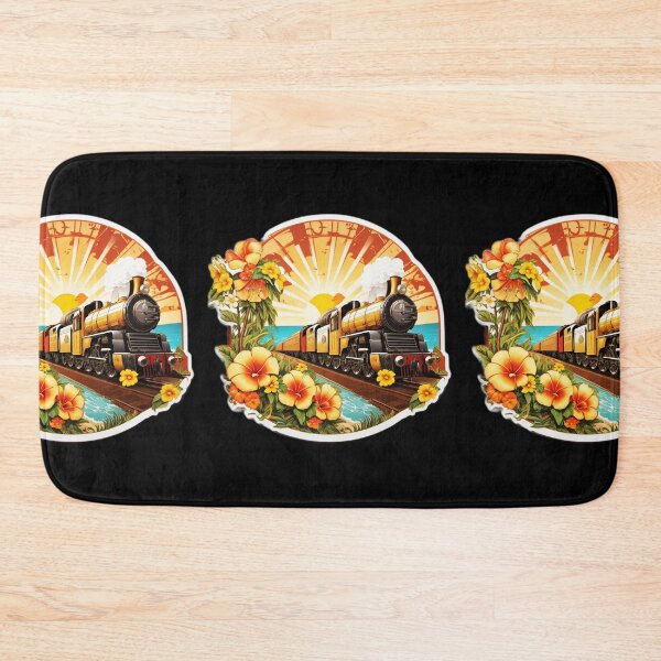 Item preview, Beach Sunset Locomotive with Waves and Hawaiian Orchids designed and sold by NautiChic.