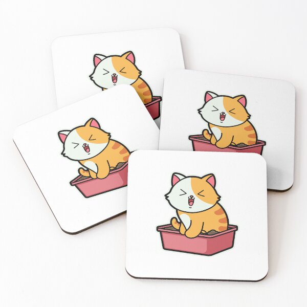 Item preview, funny cats cartoon-Chubby Cat in Litter Box designed and sold by Design_for_merch.
