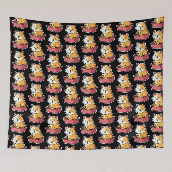 Item preview, funny cats cartoon-Chubby Cat in Litter Box designed and sold by Design_for_merch.