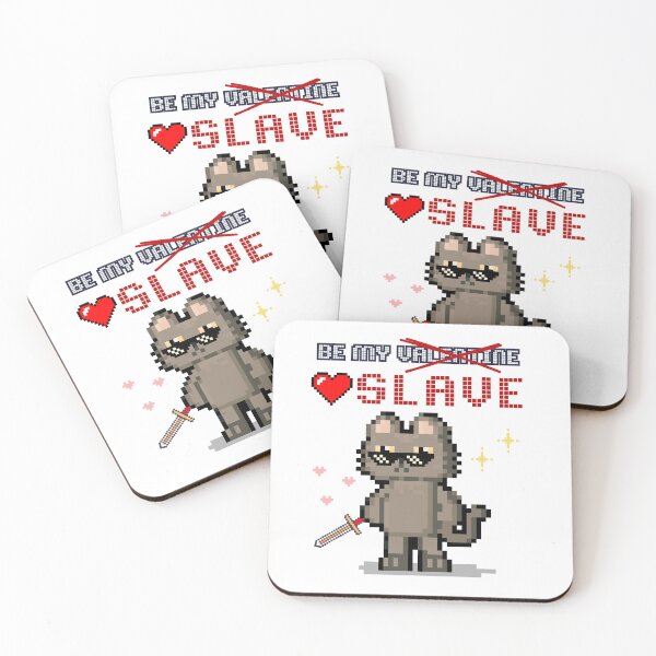 Item preview, Valentine's Day Funny Cat Pixel Cat Slave Ailurophile Cataholic designed and sold by oakzter.