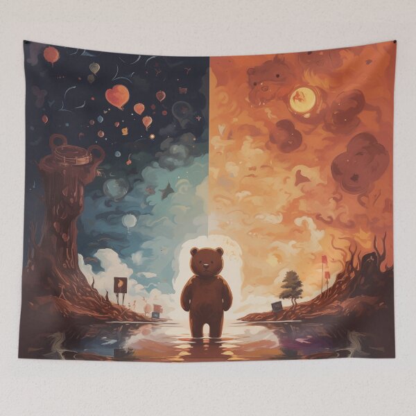 Item preview, bear in two world designed and sold by WarmHeartedArt.